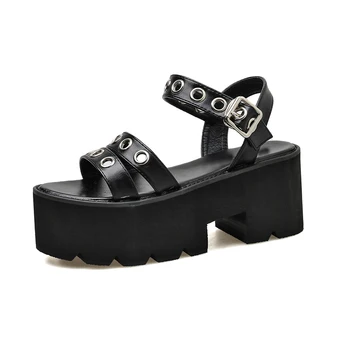 

femmes sandales Platform Punk shoes Rock Gothic Sandals jelly shoes Peep Toe strappy heels sandals platform punk shoes LJB53-1