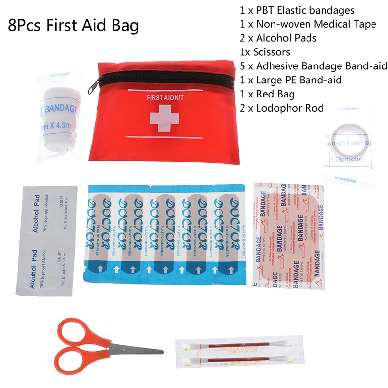 

8 Types First Aid Emergency Survival Kit Home Travel Storage Bag In Car Outdoor Camping Dressing Wound Care Medical Supplies