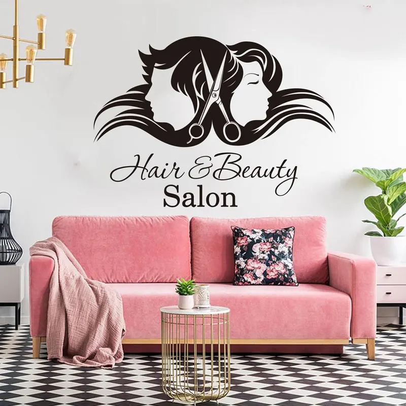 adesivo de parede personalizado decorativo logo salão de beleza cabeleireira  studio