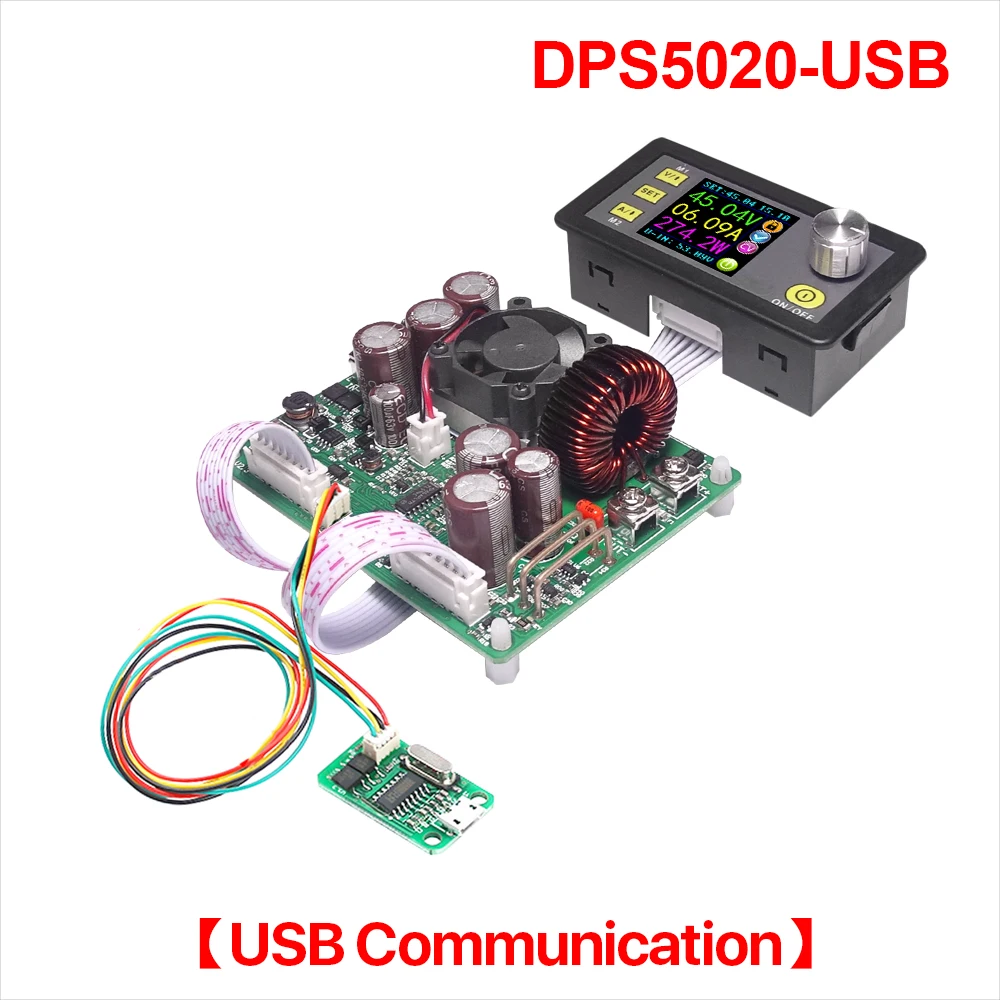 DPS5020-USB DPS5020 постоянного Напряжение тока постоянного тока DC понижающий источник питания линии связи бак Напряжение конвертер ЖК-дисплей вольтметр с алюминиевой крышкой, 50В 20A - Цвет: DPS5020-USB