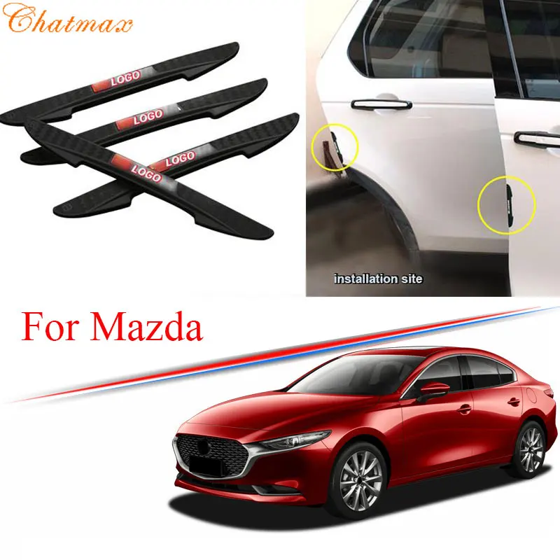

For Mazda 2 3 5 6 323 Axela CX-3 CX-5 CX-9 4Pcs PVC Car Anti-Collision Strip Car Door Bumper Trim Protector Cover With car Logo