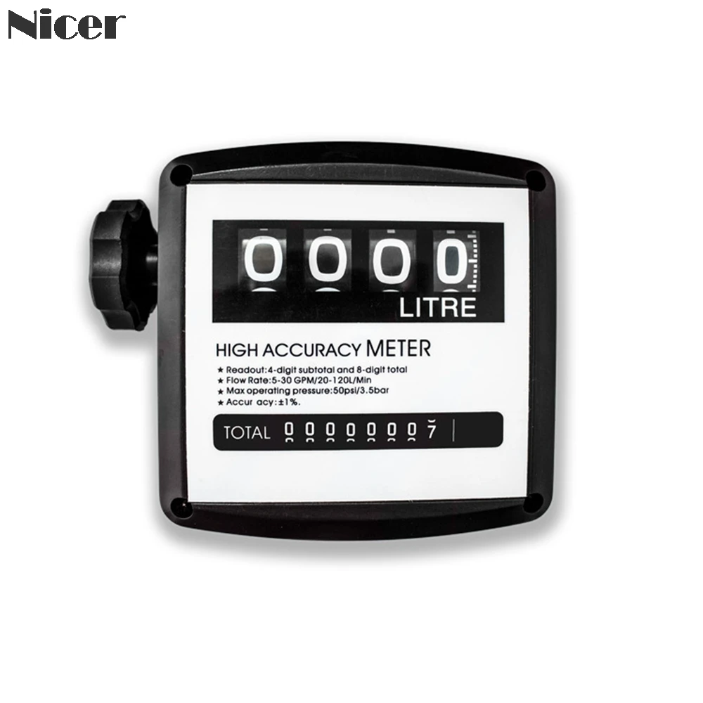 

1Pcs FM-120 4 Digital Gasoline Fuel Petrol Oil Flow Meter 20-120L/Min Four Digital for Diesel Fuel Oil Flow Meter Counter