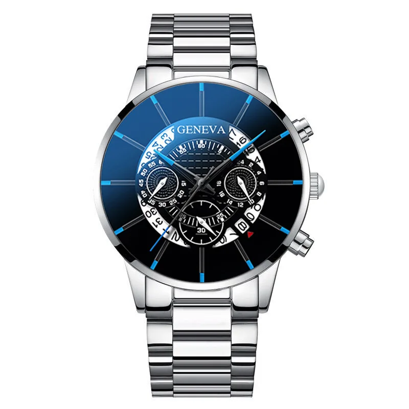 Geneva Brand New Men's Quartz Watch European And American New Design Fashion Casual Stainless Steel Calendar Men's Watch