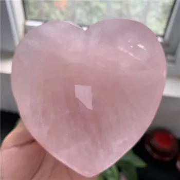 

GJ 1pcs Free Shipping Good Quality Natural Beautiful Pink Rose Quartz Crystal Heart Shape Healing Bowls for Decoration