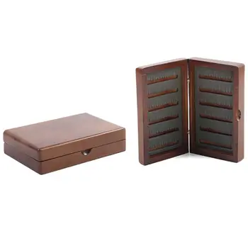 

Wooden Fly Fishing Box Portable Double Side Slit Foam Insert Fly Tackle Case NEW