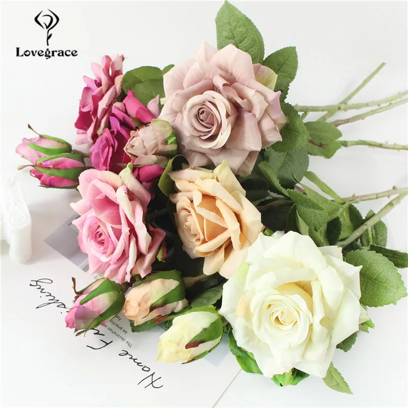 Artificial flower single rose flower branch artificial silk rose wedding scene decoration bride girlfriends bouquet wedding bouquets,artificial rose flowers