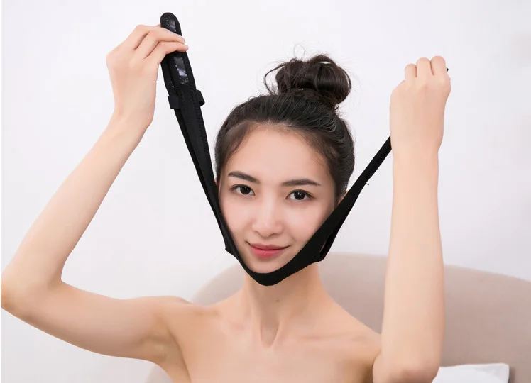 1pc Black as picture Газовый подтягивающий инструмент для подтягивания лица, тонкая бандажная маска для лица, пояс для похудения, тонкий массажер для лица, двойной подбородок, пояс для кожи - Цвет: 1pc Black as picture