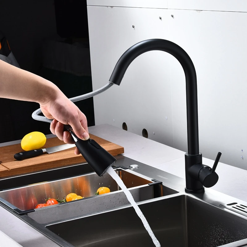 US $156.06 Multifunctional Stainless Steel Bathroom Kitchen Basin Faucet Pull Out Hot And Cold Water Sink Tap Home Hotel Faucets