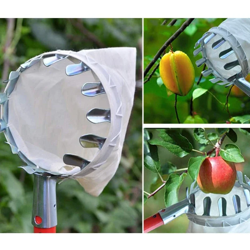 Fruit Picker Stick Pole Head Basket Apple Picking Harvester Gardening Tool NEW 