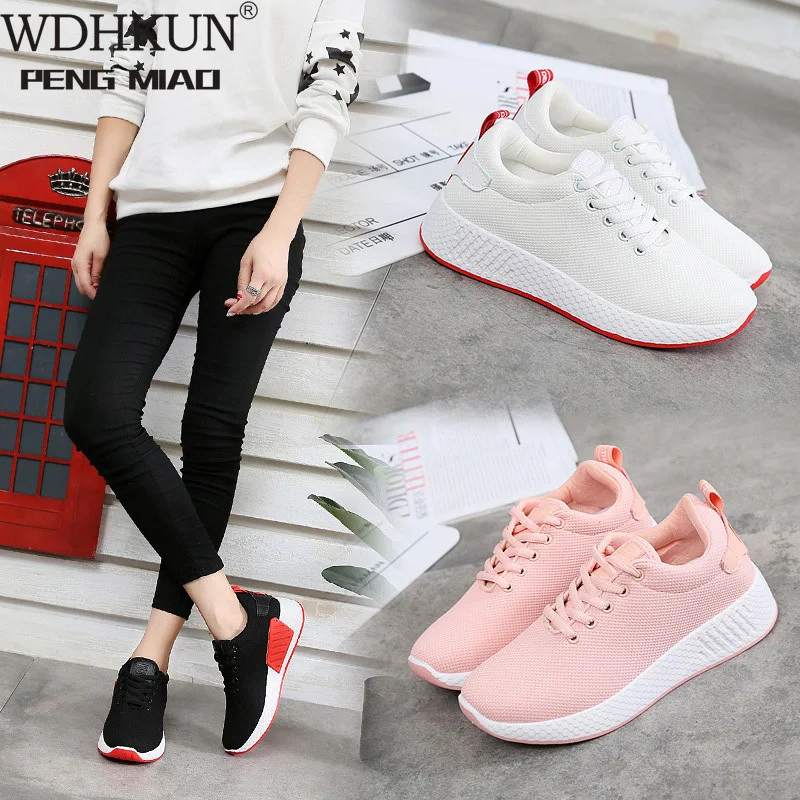 

2019 New Women Sneakers Spring Vulcanized Shoes Ladies Casual Shoes lightweigh Breathable Flat Shoes Tenis Feminino