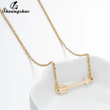 

Shuangshuo Vintage T Bar Shape Arrow Pendant Necklace Stainless Steel Jewelry Punk Boho Christmas Gift For Men Women Accessories