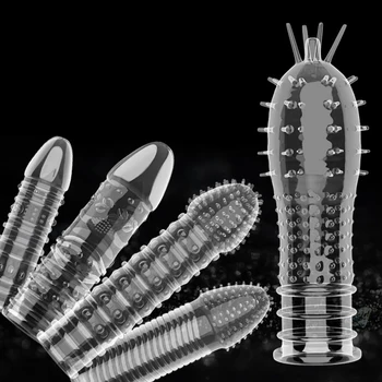 Extensions Condom Penis Sleeve Reusable Condom Clit Massager Adult Sex Toy For Men Delay Ejaculation Adult Sex Toy 2
