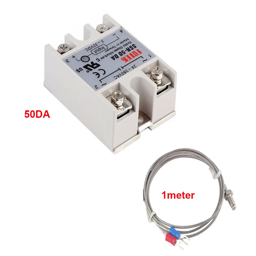 REX-C100 цифровой RKC термостат pid регулятор температуры цифровой REX-C100/25A 40A SSR реле/К термопары зонд/радиатор - Цвет: 50DA 1M