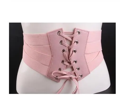 pink Молния корсет пояс для женщин Лолита коллекция Мода бандаж широкий эластичный пояс Cinch пояс - Цвет: pink