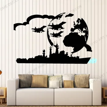 

3D Airplane Sticker Vehicle Earth Map Classic Aircraft Vinyl Wall Decals Aeroplane Parede Sticker Battleship Wallpaper rb223