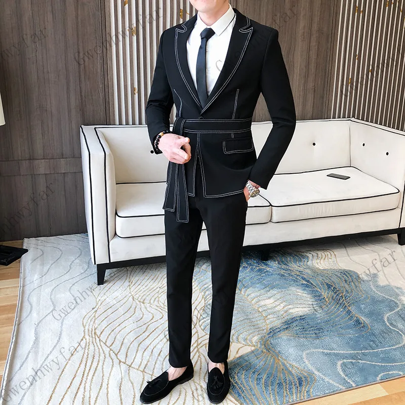 off white belt suit