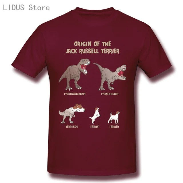 LIDUS Origin Of The Jack Russell Terrier Evolution History Meme Shirt Short Sleeved Tshirt Fashion Cotton T-shirt Tee Shirts Auburn
