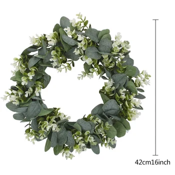 

Green Leaf Eucalyptus Wreath For Festival Celebration Front Door Wall Fireplace Laurel Eucalyptus Hanger Garland Leaves M