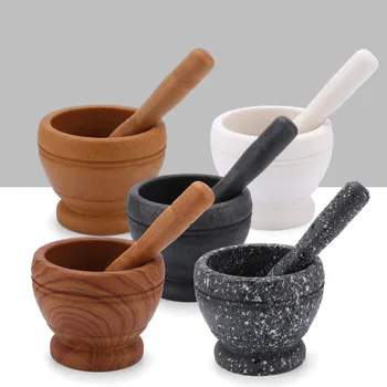 

Manual Wood Mortar And Pestle Garlic Spice Mixing Grinding Bowl Set Kitchen Garlic Grinder Tool Kitchen Gadget