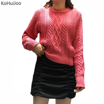 

Ladies Fall Winter Runway Sweaters Fashion O Neck Korean Solid Casual Knit Pullivers Women Solid Knitted Sweater Tops Green