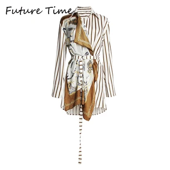 

Future Time Spring New Stripe Design Blouse Women Loose Long Sleeve Patchwork Women Tops Casual Clothing Female Blusa Feminina