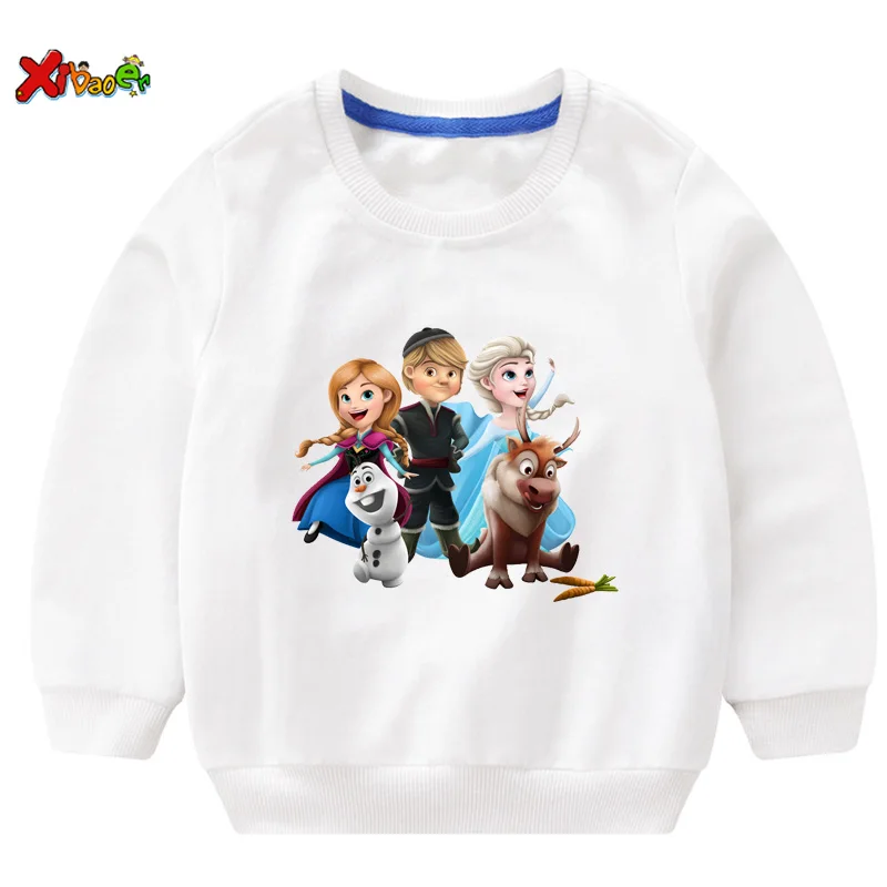 Свитера для детей для маленьких девочек костюм принцессы «Анна и Эльза» 2 Для мальчиков ясельного возраста с капюшоном Стильная одежда с капюшоном топы для детей Изящный Свитшот - Цвет: sweatshirt white