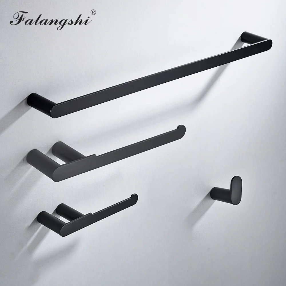 ชุดอุปกรณ์ห้องน้ำสีดำ Robe ตะขอสุขาผู้ถือกระดาษผ้าขนหนูราว Bath อุปกรณ์เสริมติดผนัง WB8859 1