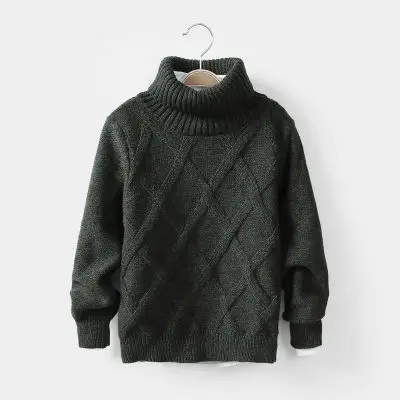 Зимняя одежда для детей 3-12 лет; вязаные свитера; пуловеры с высоким воротником; теплые вязаные свитера для мальчиков и девочек; одежда для детей - Цвет: green