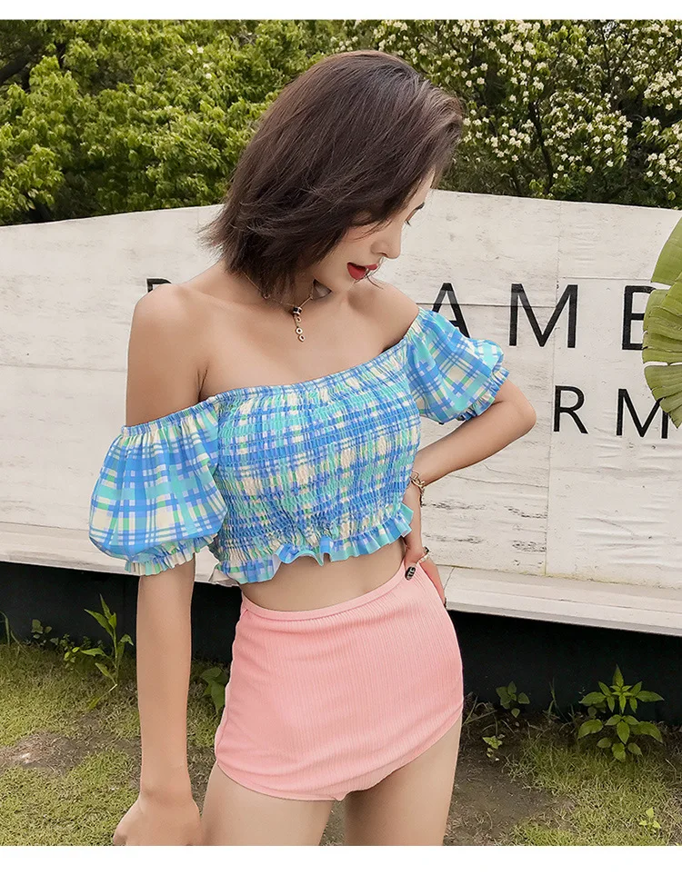 Separate Swimsuit For Women Two Pieces Surf Clothing Summer Swimsuits Trikini Piece Bathing Suit New Korean Plaid Split