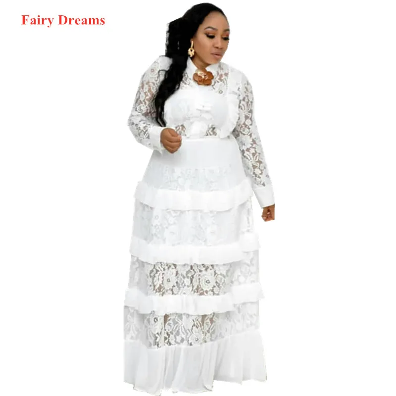 in dreams white long sleeve lace maxi dress