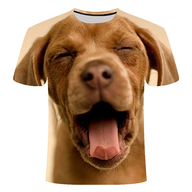 Новая популярная футболка lare dog с 3D животным принтом крутая забавная летние топы