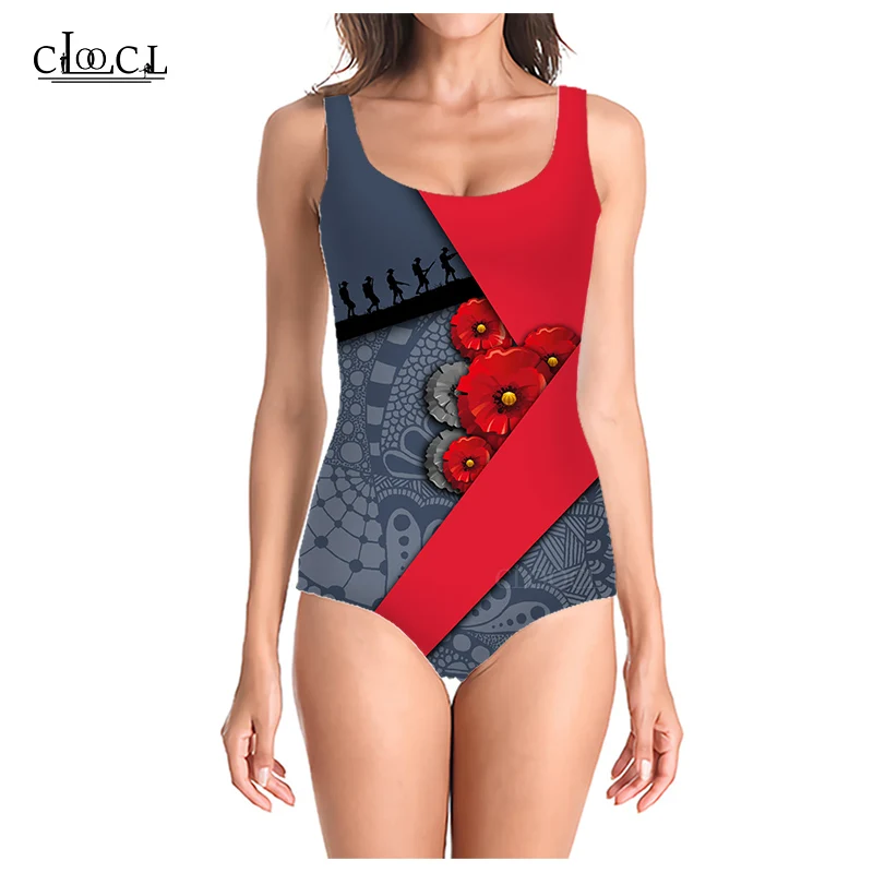 

CLOOCL Newest Fashion Popular Anzac Day 3D Print One-piece Swimwear Women Swimming Bathing Suit Sleeveless Sexy Swimsuit