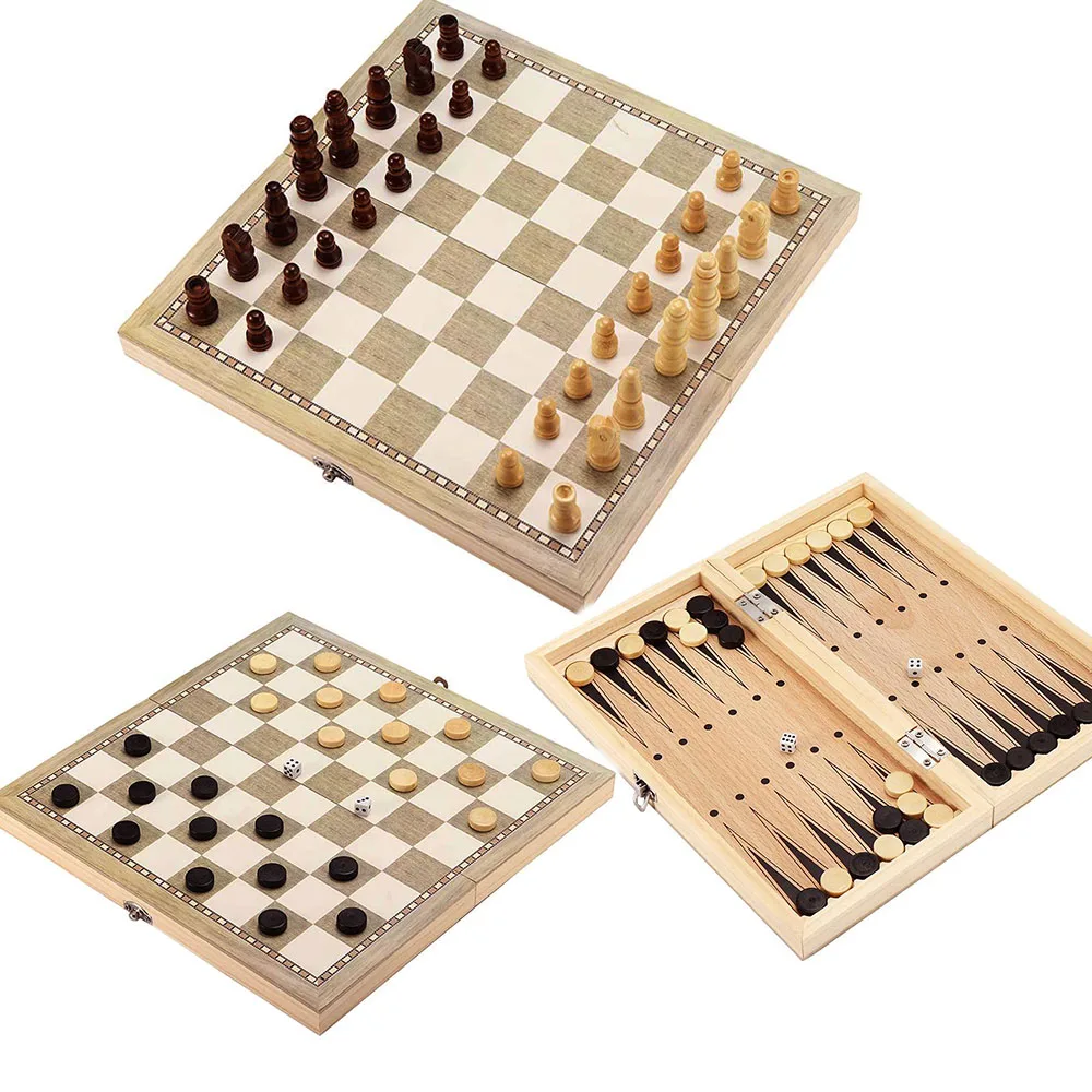 Juego De Ajedrez Magnético 3 En 1 – Tablero De Madera Plegable 29x29cm, Incluye Damas Y Backgammon, Ideal Para Viajes Y Regalos