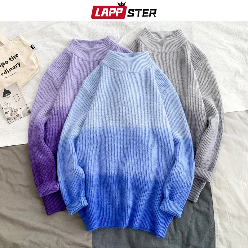 LAPPSTER мужской свитер большого размера с принтом Tie Dye для зимы, цветной свитер, пуловер для пары, Рождественская Женская Корейская одежда Harajuku