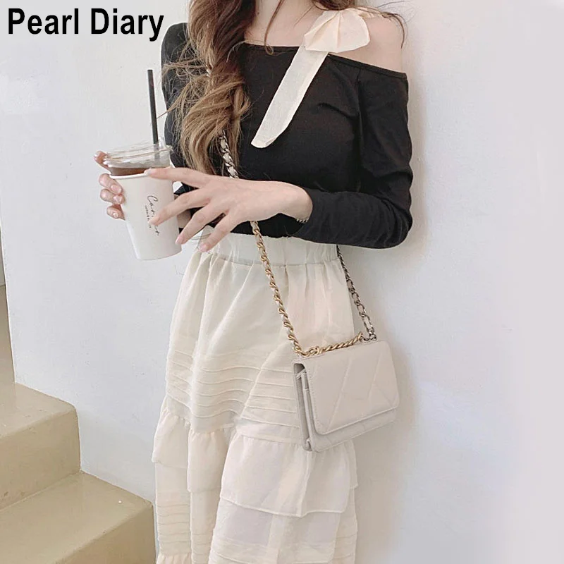 Spring Two Piece Set Women Skirt Outfits Long Sleeve Tops and High Waist Loose Suits Elegant 2 Pieces Ensemble Femme |