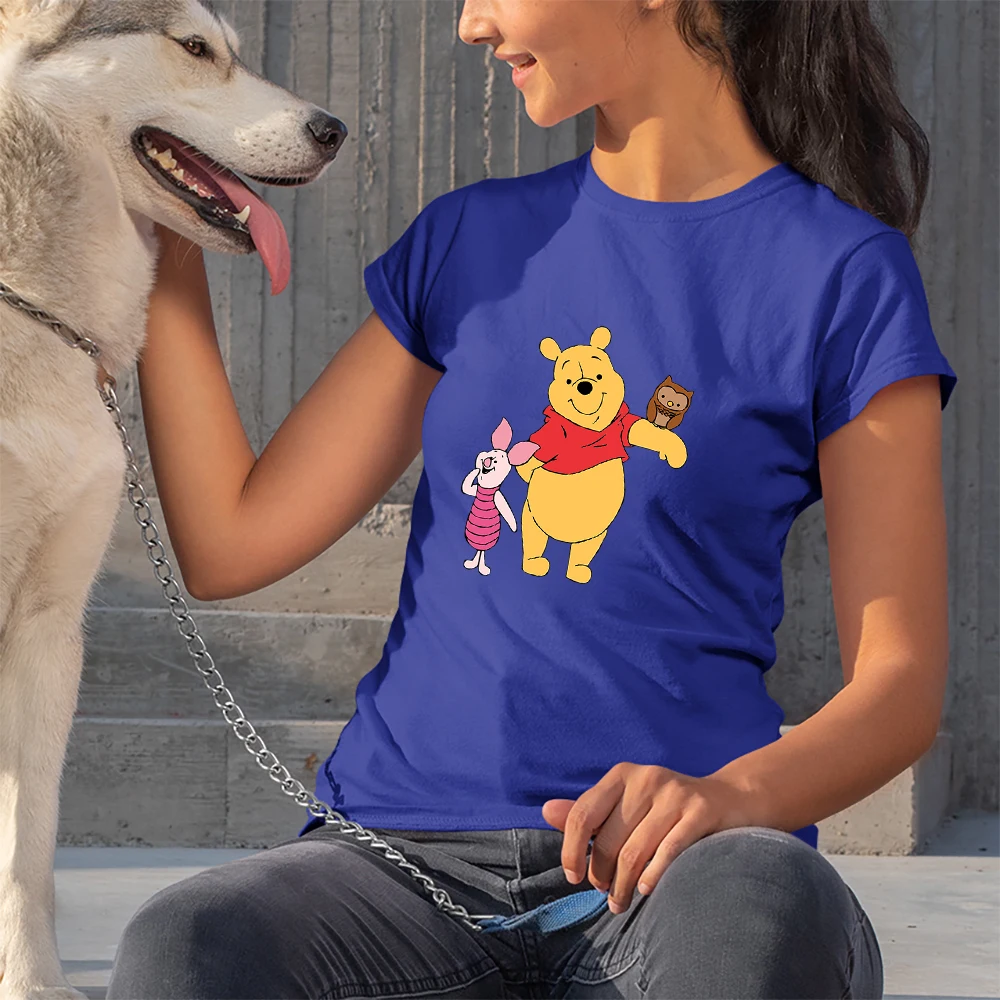 

Winnie Piglet Owl T Shirts Women Disney Best Friend Harajuku T-shirts High Quality Animation Cartoon Modern Comfy Dropship
