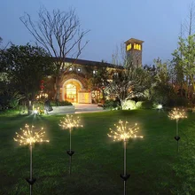 Globe de pissenlit à énergie solaire, lampe feu d'artifice, 120 /150/200 LED, pour jardin, pelouse, paysage, vacances