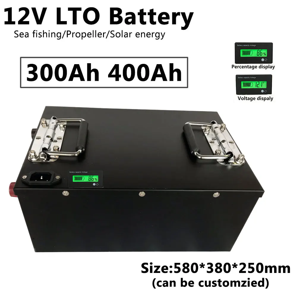 

LTO 12V 300Ah 400Ah lithium titanate battery with BMS 10C FAST charge for powerful solar energy inverter+20A charger