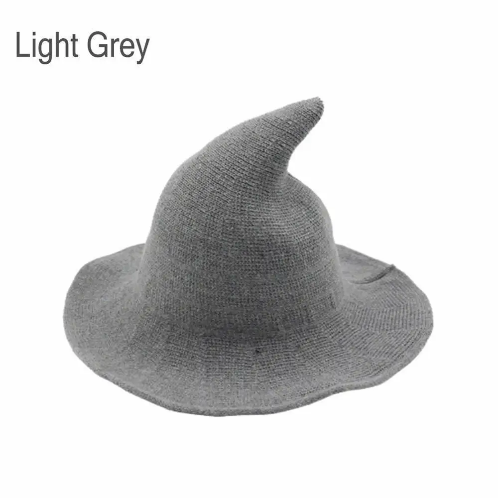 Light Gray Цельнокроеное платье современный Хэллоуин с капюшоном в виде шляпы ведьмы шерстяное Для женщин леди из модной Обувь с овечьей шерстью Хэллоуин вечерние шапки фестиваль вечерние шляпа - Цвет: Light Gray