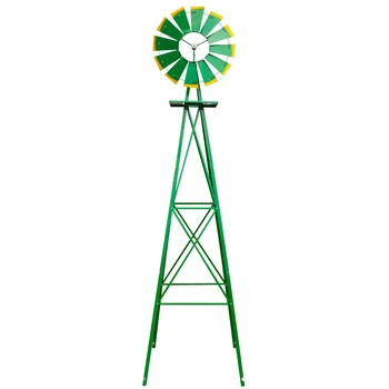 

8FT Weather Resistant Yard Garden Windmill Green