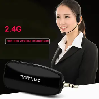 

2.4G Wireless Microphone Automatch Condenser Headset with Metal Collar Clip Mic Portable Audio Microphones Windproof Cap
