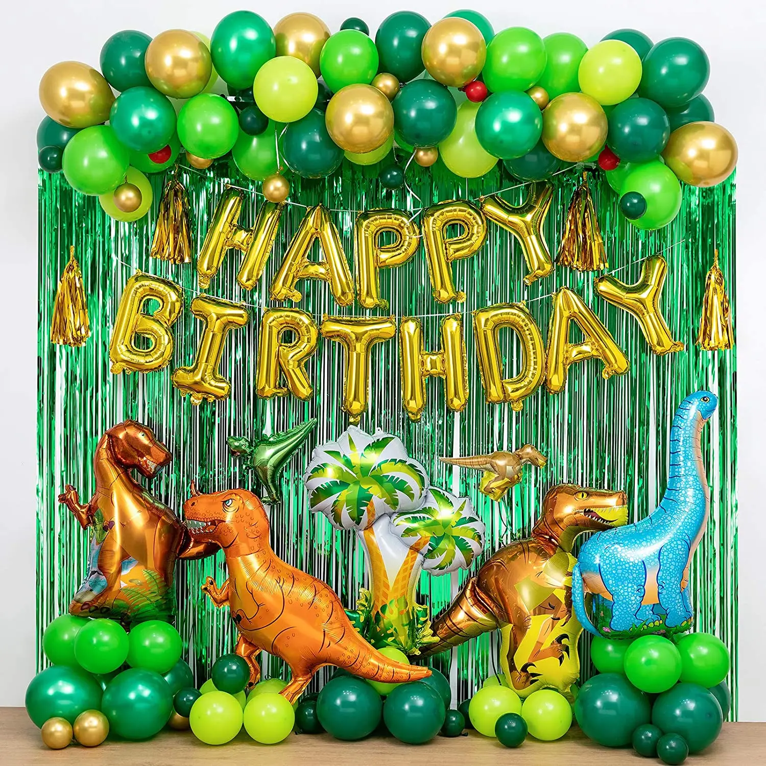 

Jungle Dinosaur Theme Balloon Garland Arch Set Aluminum Foil Happy Birthday Balloon Children's Birthday Party Bathing Decoration