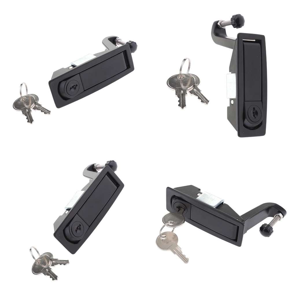 4pcs RV Boat Door Lock Lever Latch Baggage Locker Locking Latches w/ Keys, Flush Mount