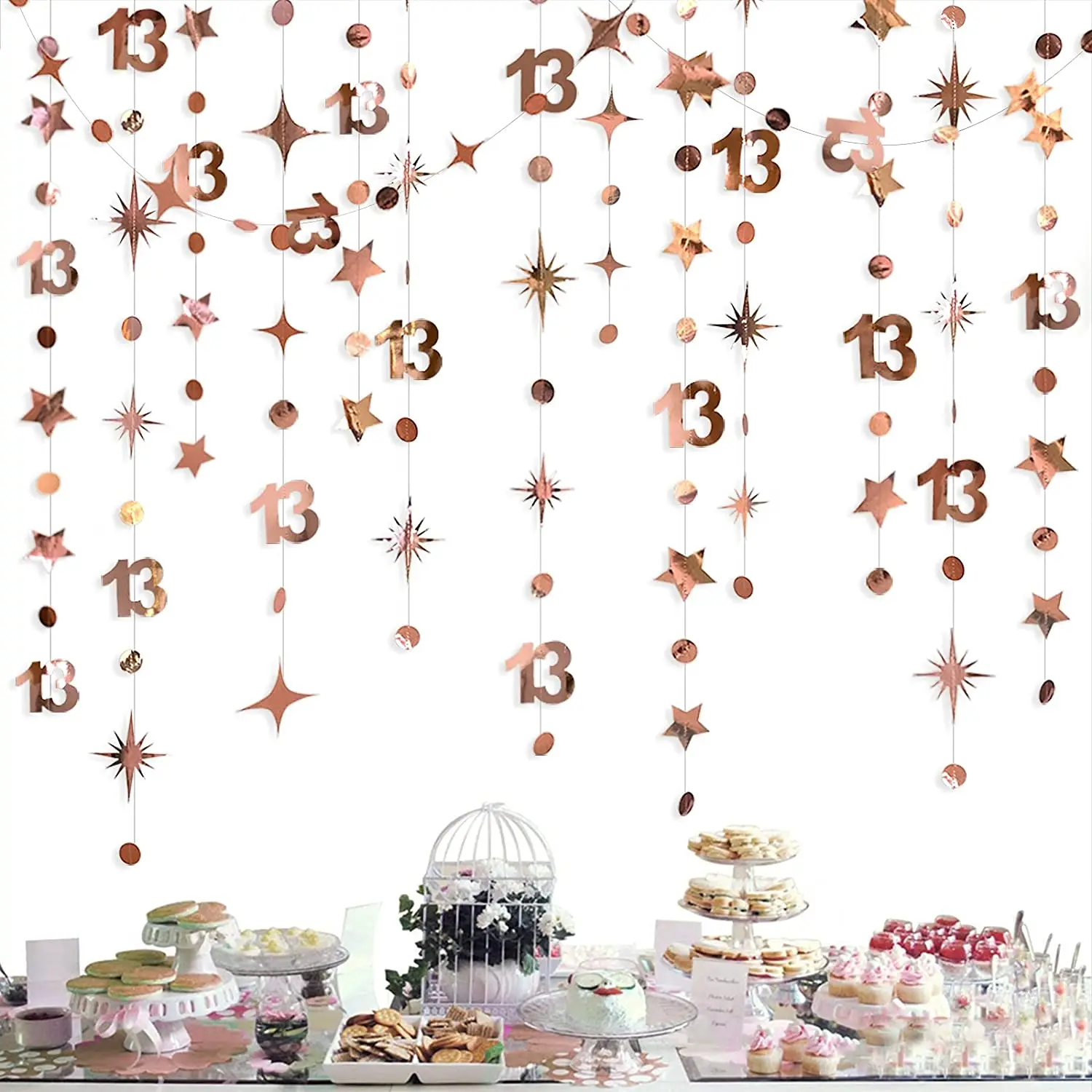 Rose Gold Birthday Celebration Hanging Streamer Decorations