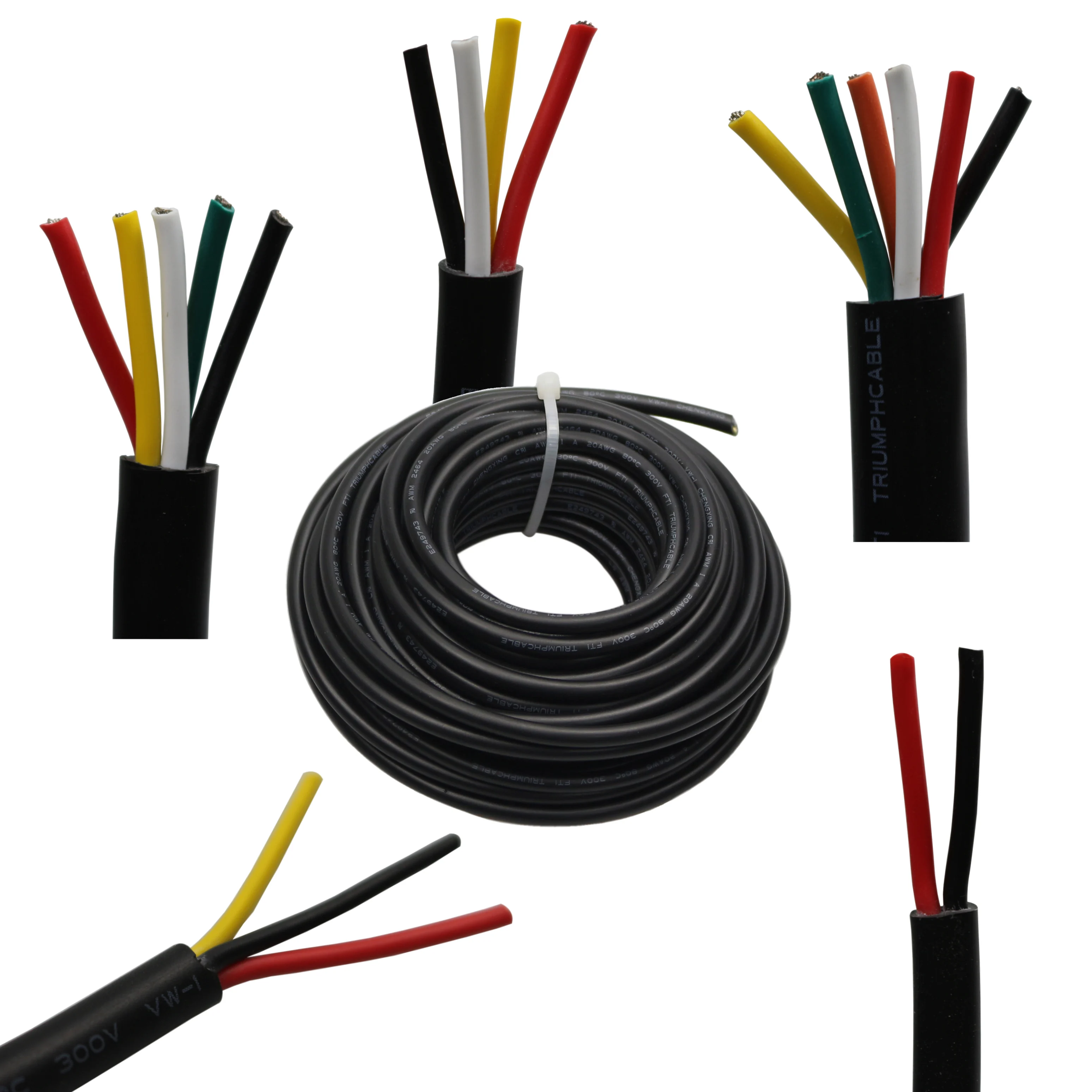 10 metros UL 2464 2C / 3C / 4C / 5C /6C 22AWG multicore PVC chaqueta de cable de cobre estañado cable de audio cable de alimentación