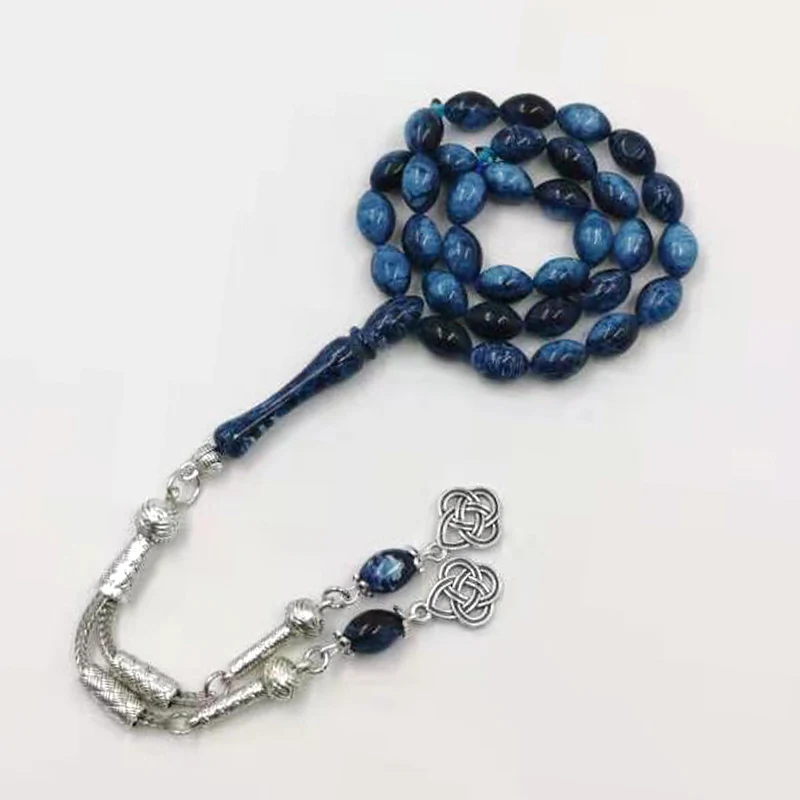 Синий браслет из смолы Tasbih 33 prayerbeads серебряная металлическая кисточка исламские арабские модные четки Kuwait дизайн Misbaha Четки