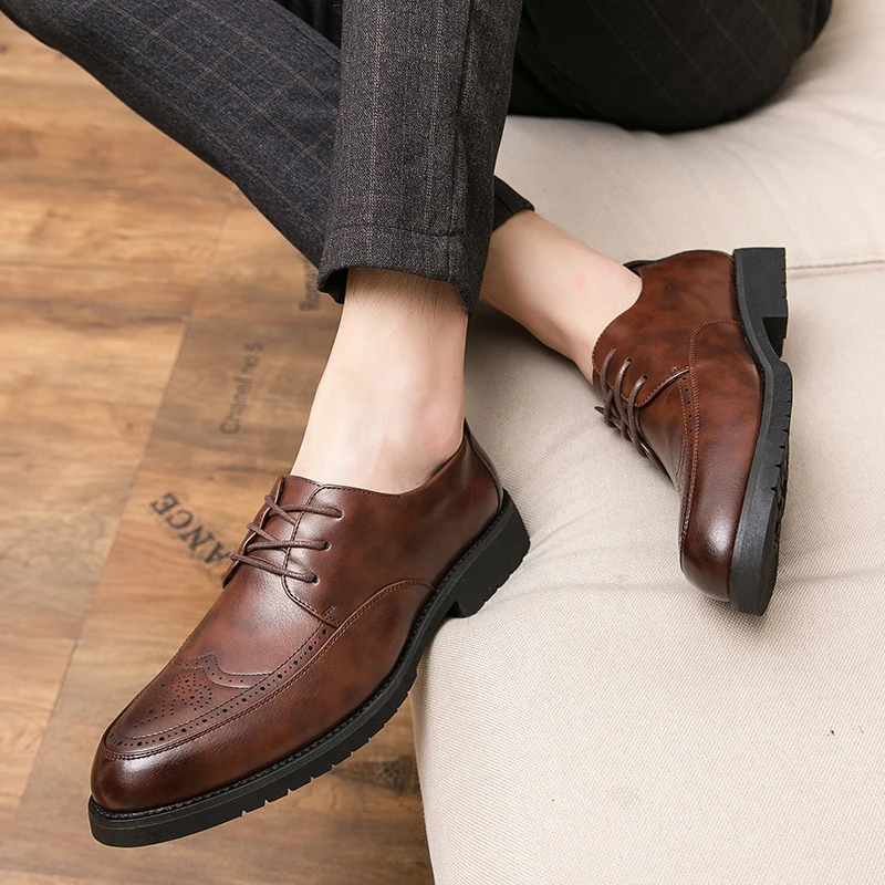 Men Dress brogue Shoes Handmade fashion 