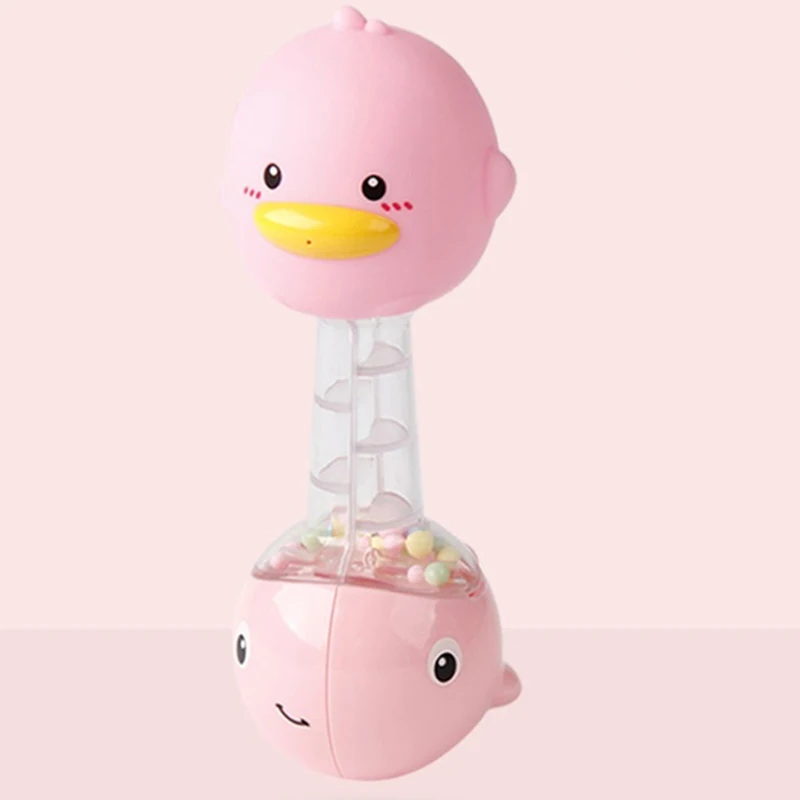 Креативная игрушечная игрушка-погремушка в виде утки, песка, молотка, 6-12 месяцев, детские игрушки, подарок для новорожденного, голубой/розовый цвет