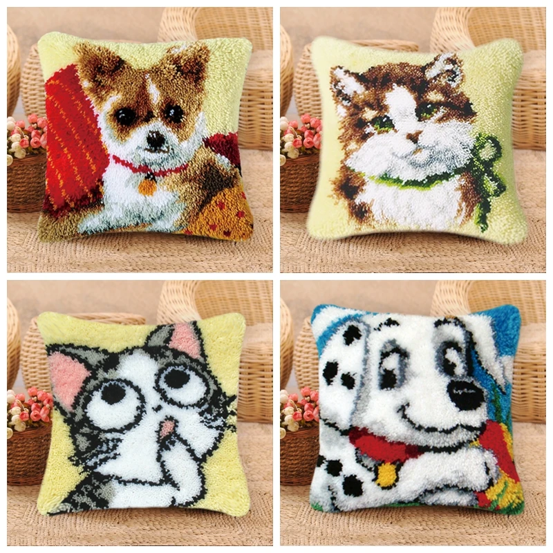 

3 Size Animal Series 3D Carpet Embroidery Pillow Exquisite Coarse Wool Cat Dog Carpet Embroidery DIY Handmade Material Package