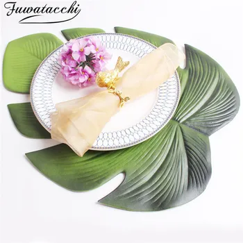 

Placemat for dining table Coasters Lotus Leaf Palm Leaf Simulation Plant PVC Cup Coffee Table Mats Kitchen Waterproof Home Decor